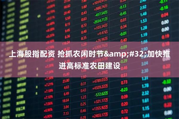 上海股指配资 抢抓农闲时节 加快推进高标准农田建设